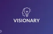 A strengths card: a lightbulb icon and the word Visionary on a purple background